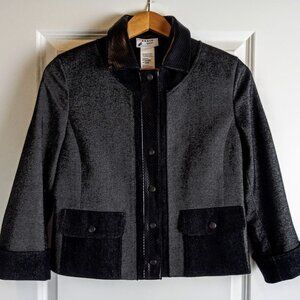Akris Punto Leather Trim Crop Denim Jacket NWOT